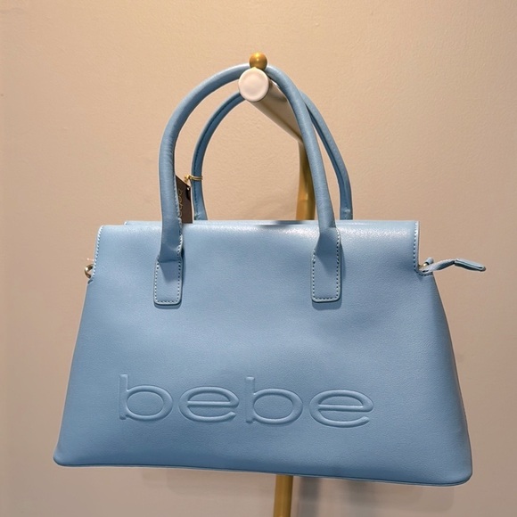 Bebe Blue Satchel Bag with Embossed Logo and Minimalist Design NWT - Picture 1 of 12
